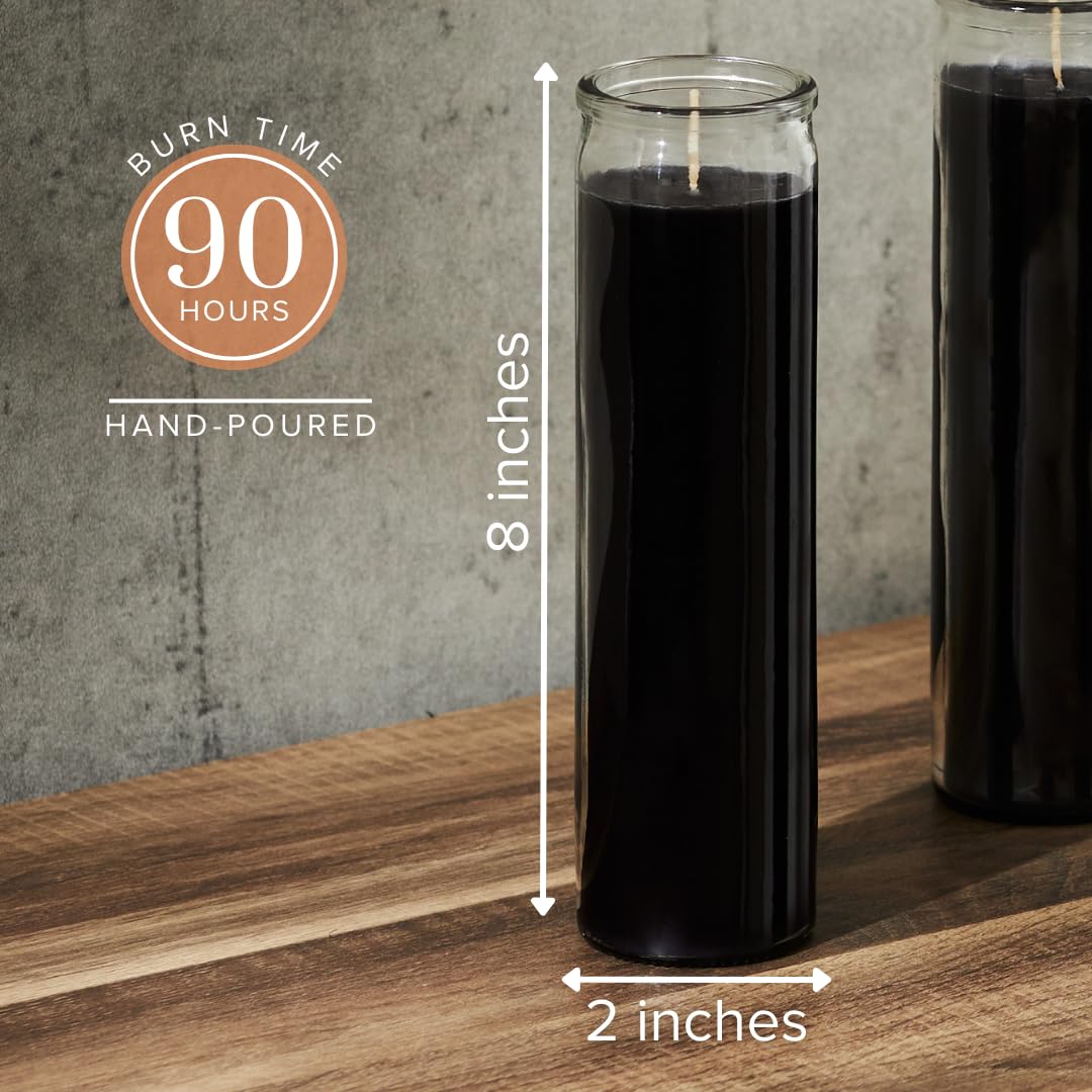 Simply Soson 2x8 inch Black Devotional Candles in Glass Jar - 1 Piece - 90 Hours – Prayer Candle - Tall Pillar Candles for Religious, Memorials, Party Decor