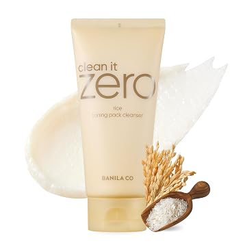 BANILA CO Clean It Zero Rice Toning Facial Wash | Vegan Facial Cleanser with Rice PDRN & Niacinamide | Gentle Wash-Off Pack Cleanser for Tone, Texture, and Radiance Care 180g / 6.34 oz