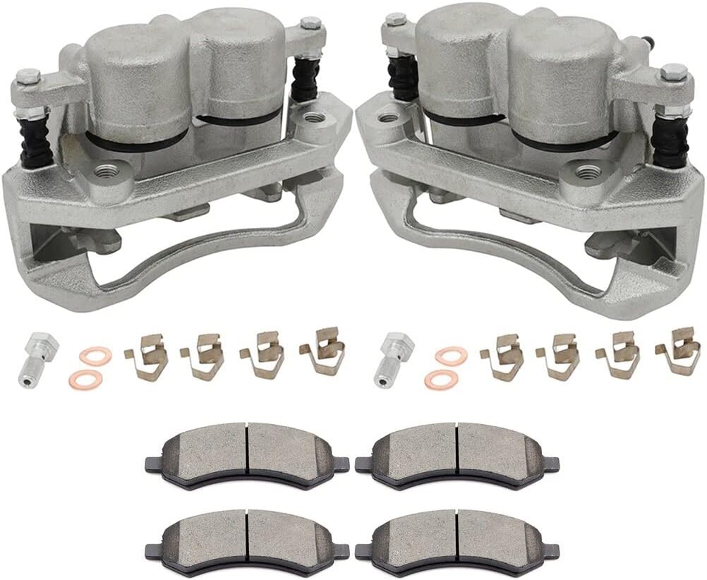 Ineedup Front Left & Right Disc Brake Calipers Assembly with Bracket and Ceramic Pads 18B5055 18B5054 D1084 2007-2009 For Chrysler 2007-2010 For Dodge 2011-2017 For Ram (6PCS)
