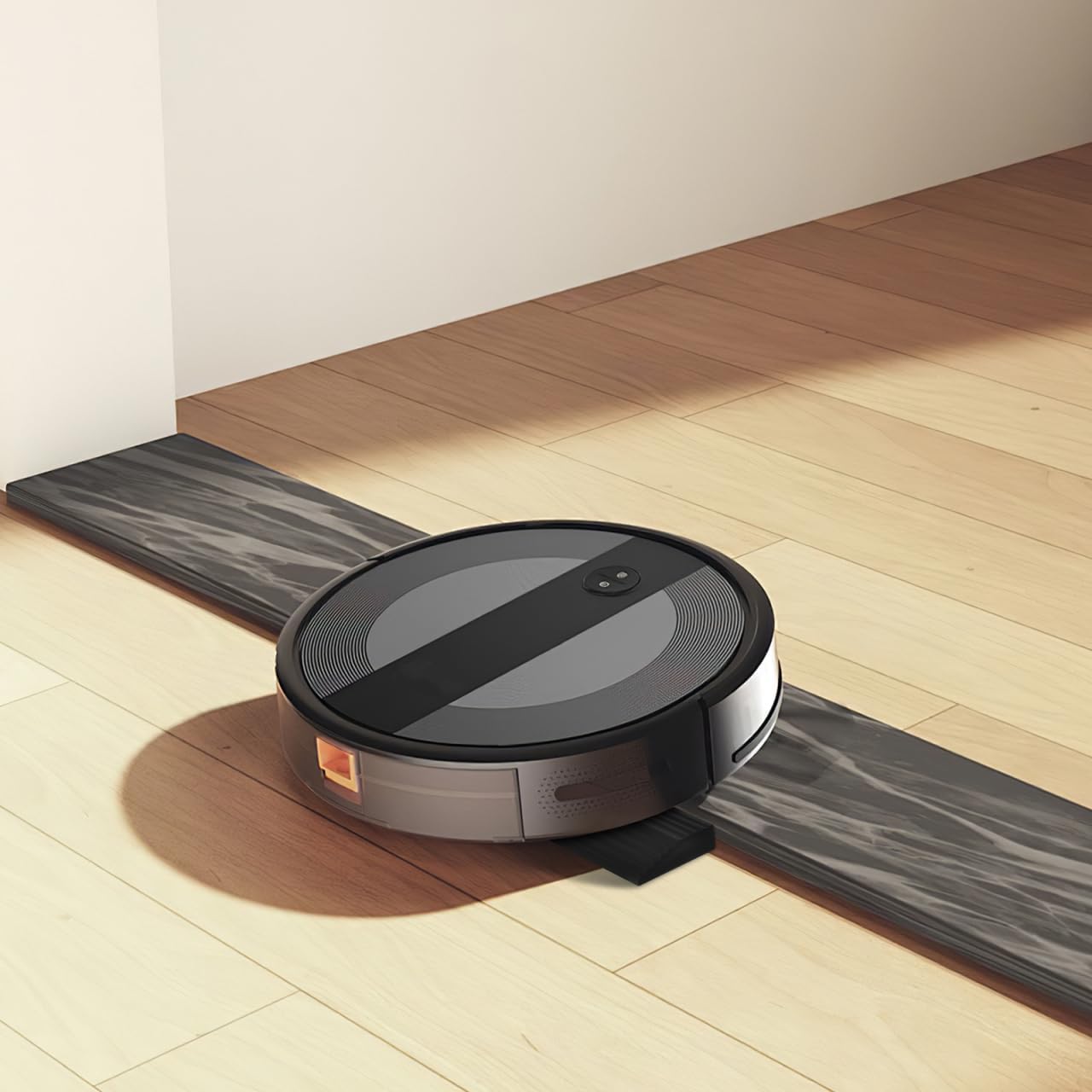 Portable Rubber Sweeping Robot Ramp Mat 6.73X2X0.51In Indoor Entry Threshold Ramp for Robot Vacuum Cleaners with Anti-Skid Design and Spliceable Slope for Small Steps
