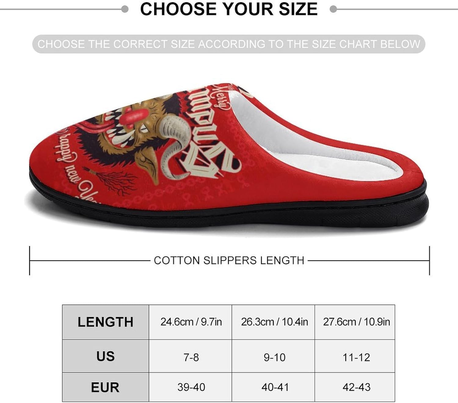 Merry Krampus Women's House Slippers Memory Foam Warm Shoes Spa Rubber Sole Indoor Outdoor