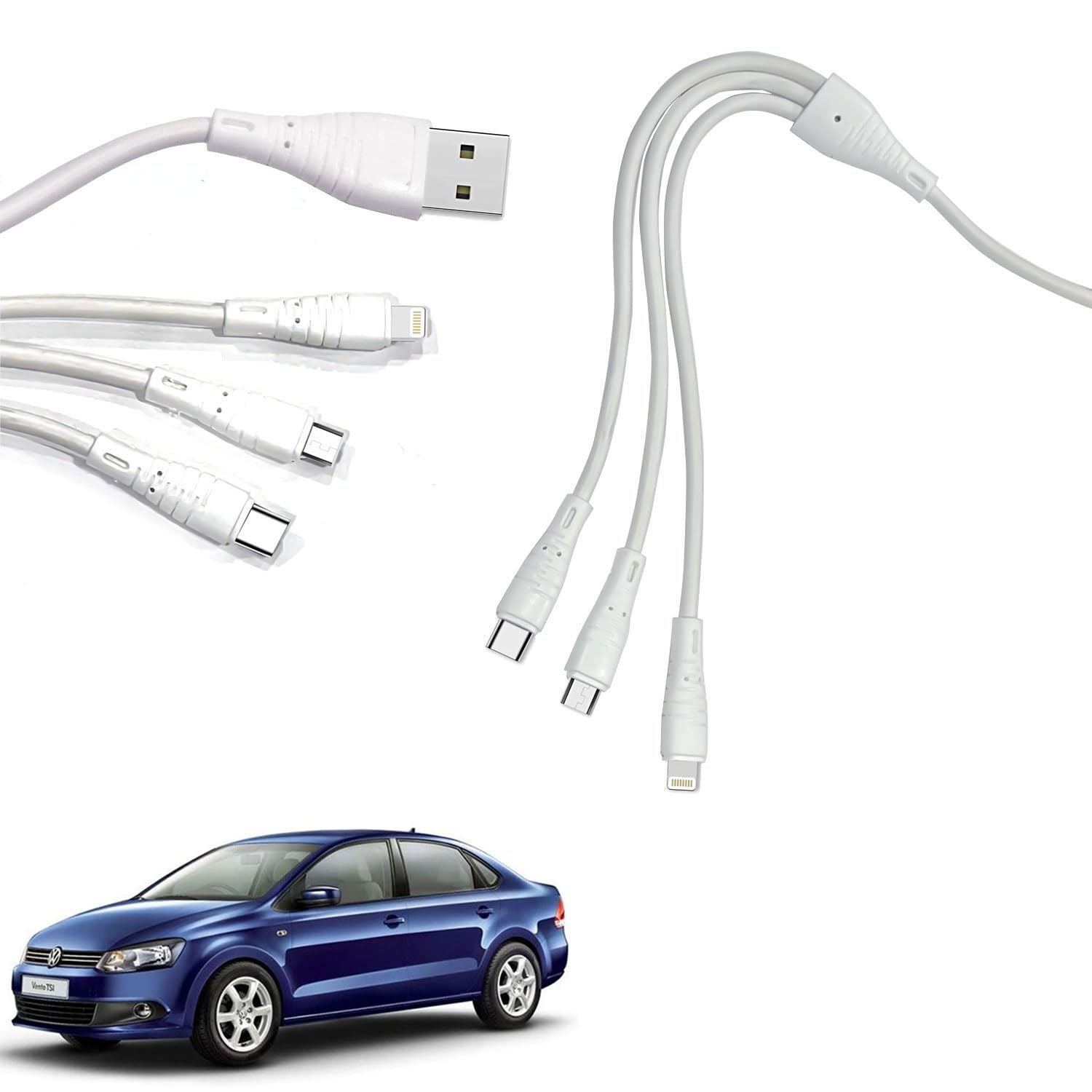 Auto Pearl 3 in 1 Cable Fast Rapid Super Charging Cable for Micro USB, i Phone & Type C, 3 in1 White car Charging Cable, Multi Charger Cable Compatible with Vento (2010-2014) (B0D49FZVMC) Amazon Price History, Amazon Price Tracker
