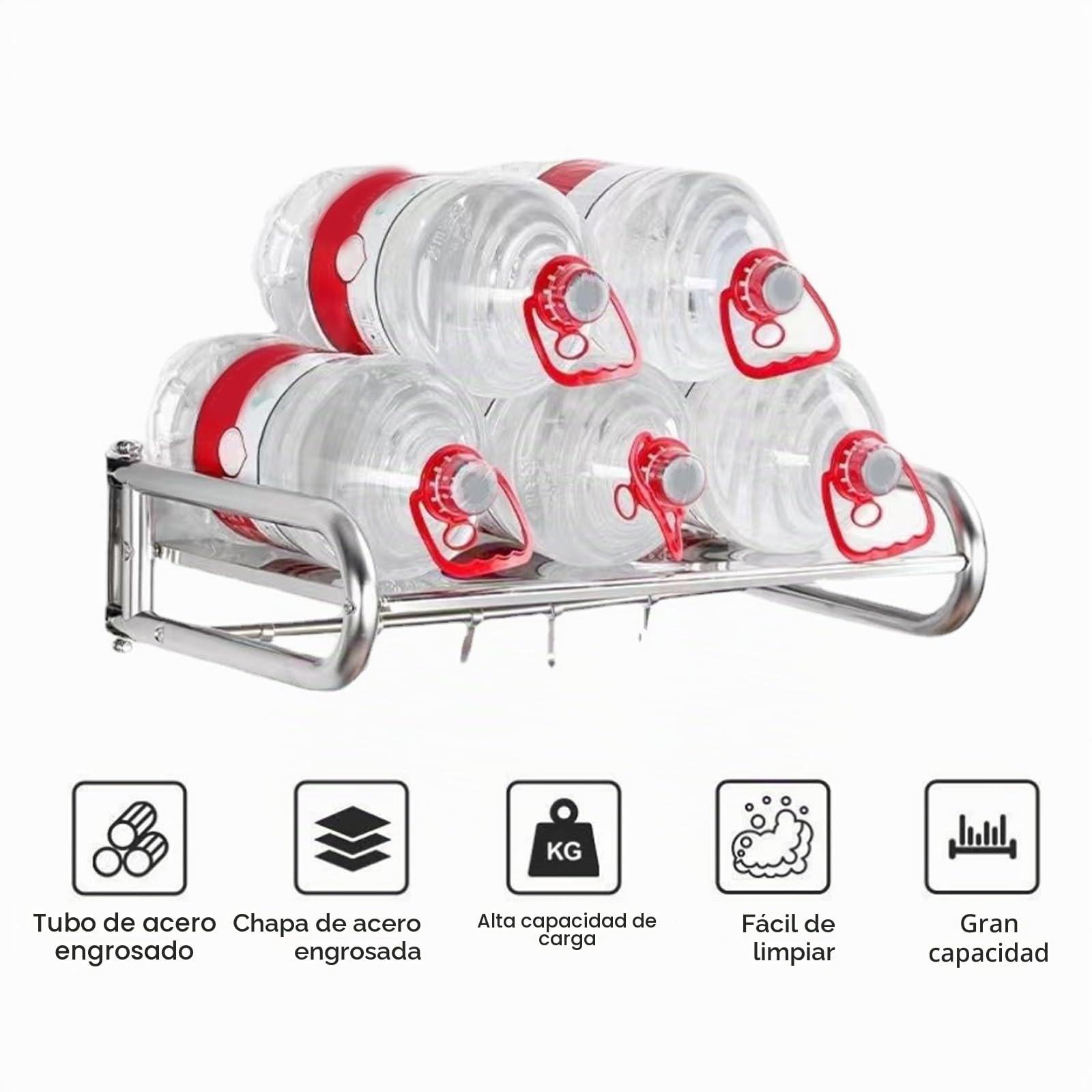 TWSOUL Estante para microondas, soporte de pared, estante de microondas con 4 ganchos, estante de pared de acero inoxidable para cocina, para horno, microondas, condimento, utensilios de cocina