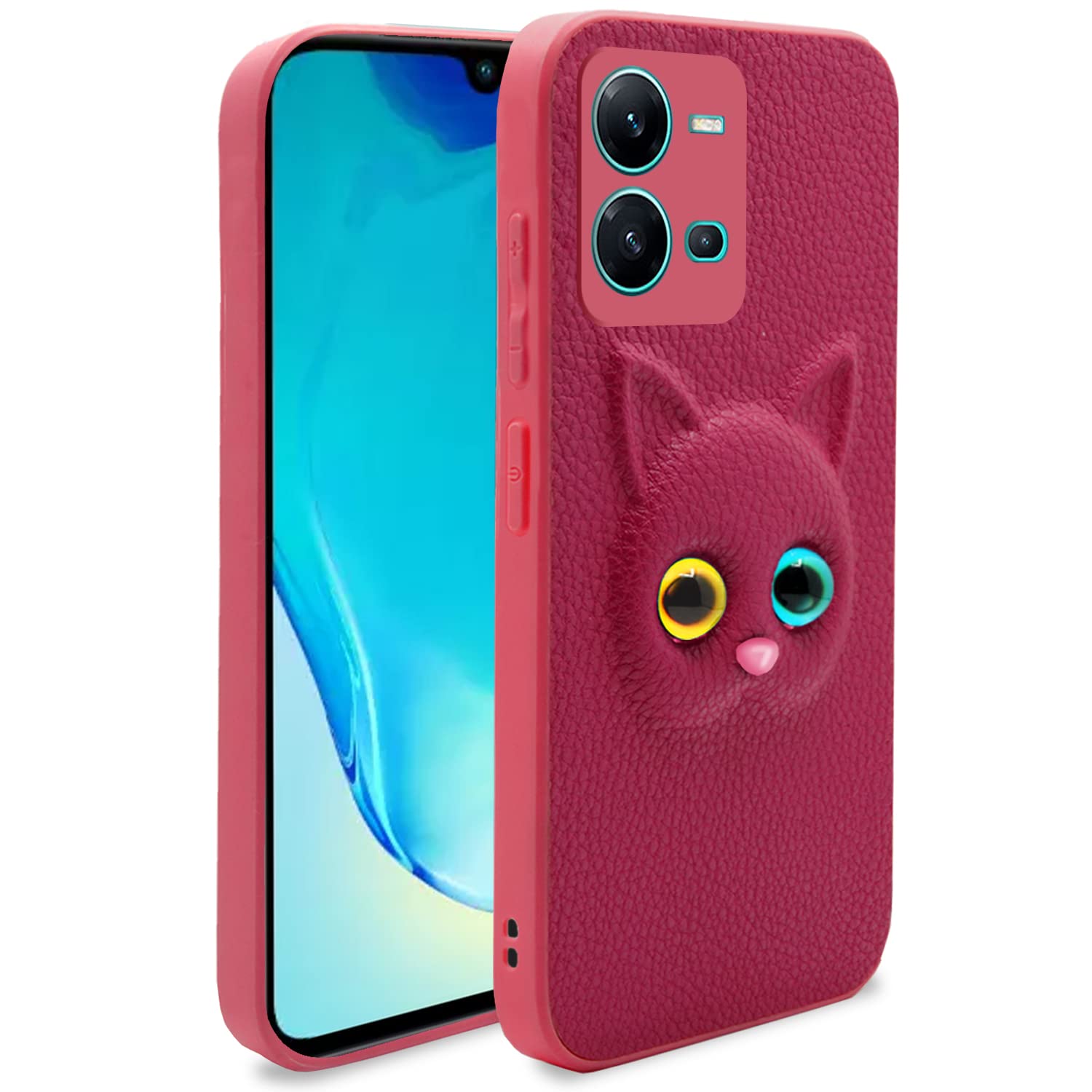 Pikkme Vivo V25 5G Back Cover for Girls | Cute Cat Leather Finish | Soft TPU | Case for Vivo V25 5G (Pink) (B0BMVX44RJ) Amazon Price History, Amazon Price Tracker