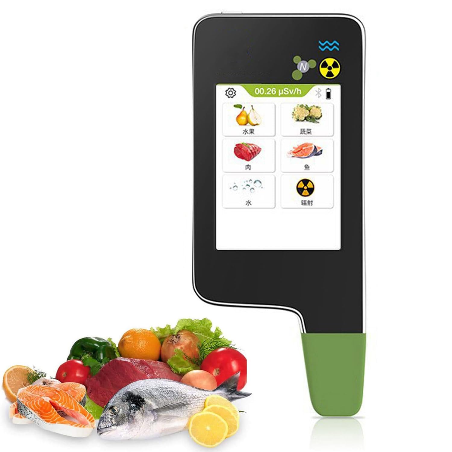 Tester per nitrati alimentari 6 in 1, rilevatore digitale di residui di pesticidi ad alta precisione con timer, display a 3 colori, risultati chiari, per verdure, frutta, carne, pesce, acqua