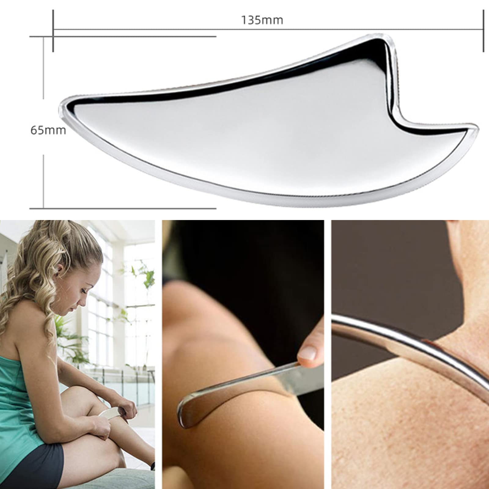 NGCG Gua Sha Tool Steel Manual Scraping Massager for Myofascial Release Tissue Mobilization Physical Tool Stainless Steel Myofascial Release Tool for Neck and Back Legs