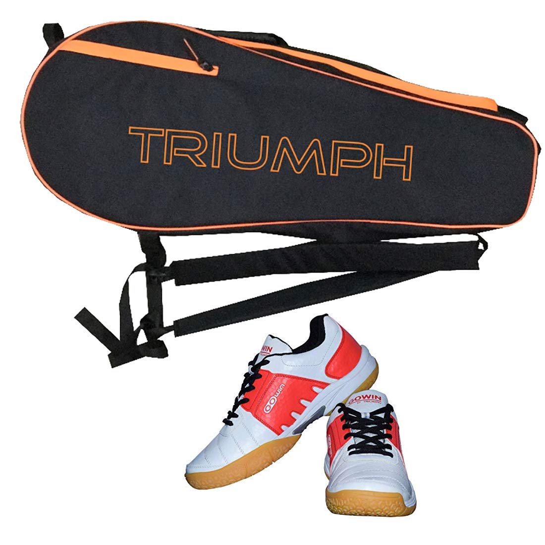 Gowin Badminton Shoe Power White/Red Size-6 with Triumph Badminton Bag 306 Black/Red-image-22