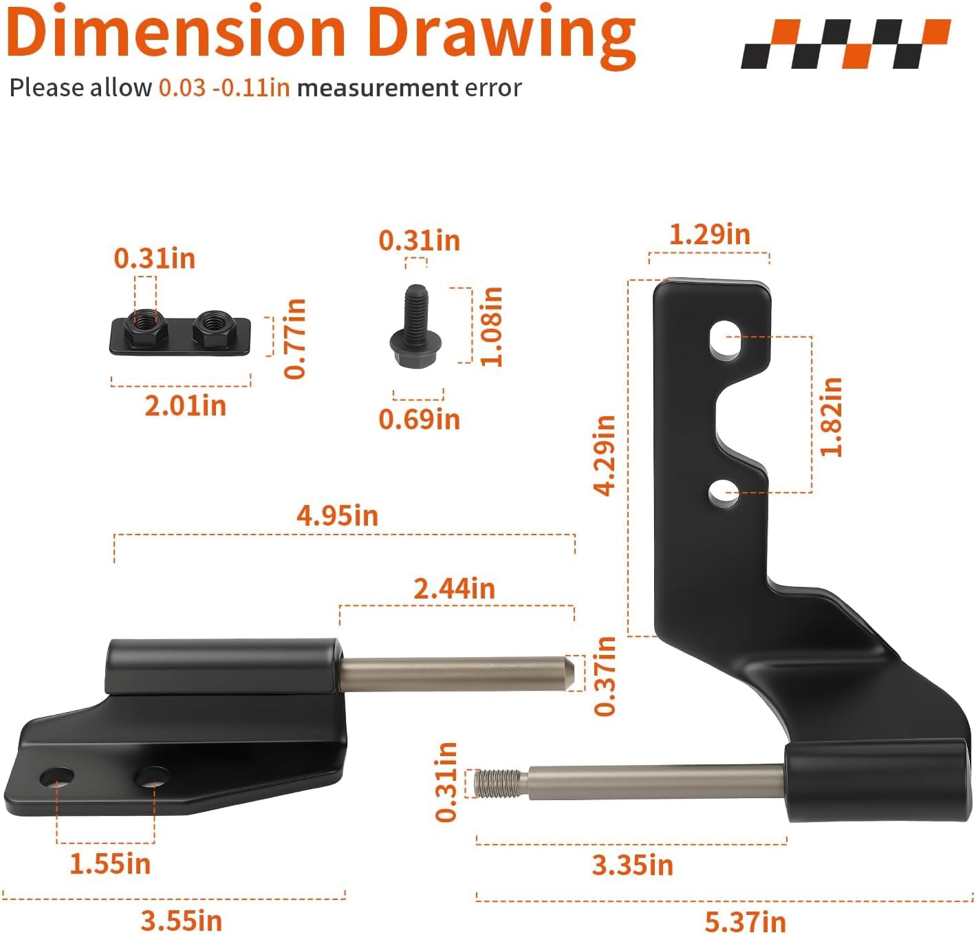 Half Door Hinge Hardware Kit for Polaris Ranger 1000 XP High Lifter Waterfowl EVAP 2019-2022 2207759