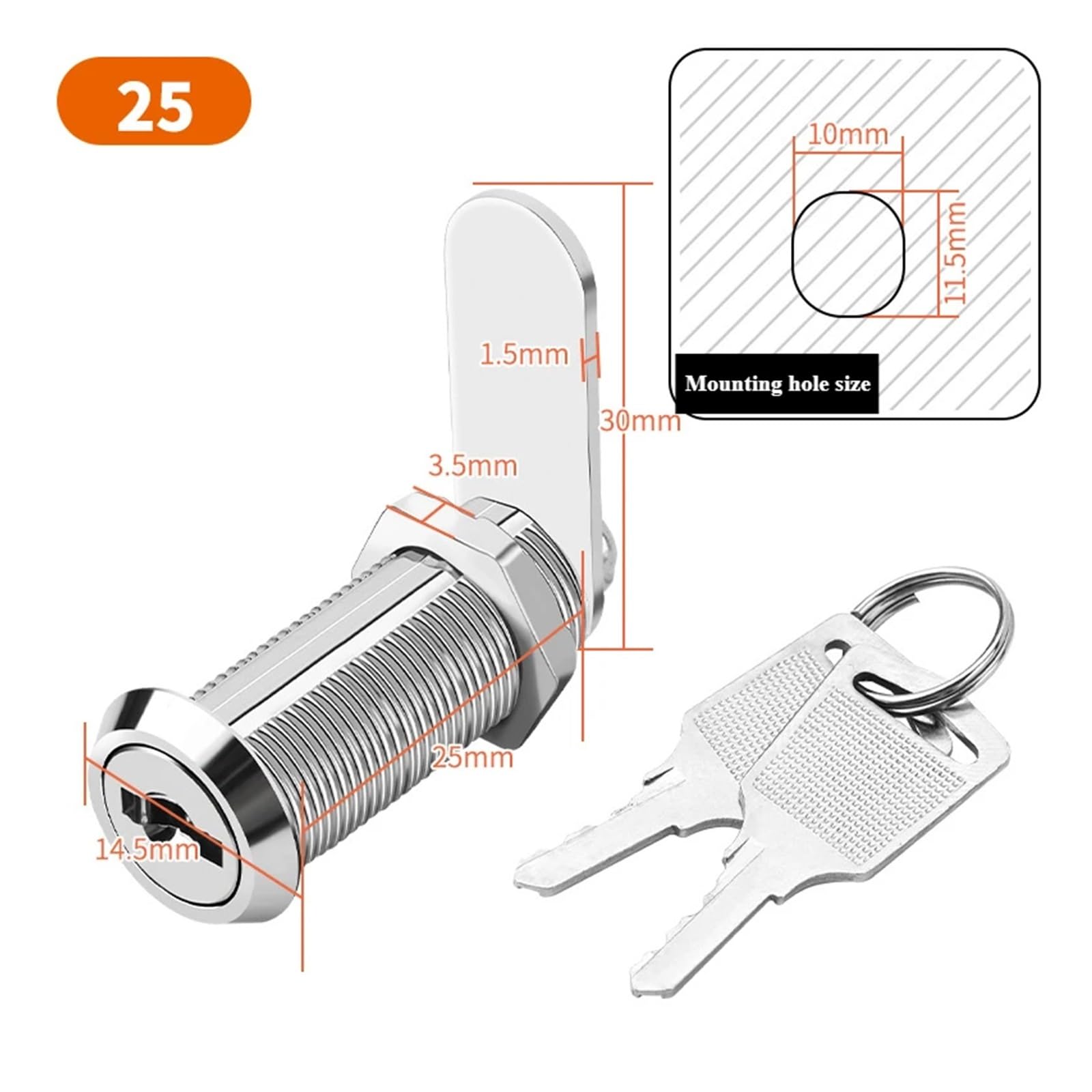 Serrures de sécurité pour boîtes aux lettres Serrures De Tiroir D'armoire En Alliage D'aluminium Avec Clé 5 Pièces 16/20/25/30mm(5PCS 16mm)