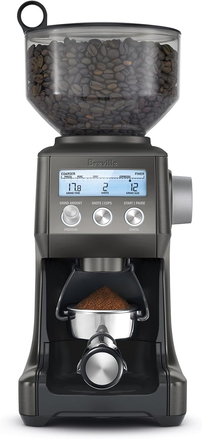 Breville the Smart Grinder Pro BCG820BST, Black Stainless Steel Black Stainless Steel 18 oz Coffee Bean Capacity