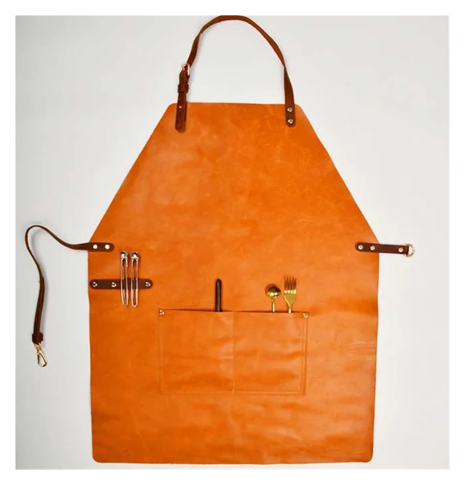 tablier cuisine Tablier en cuir de vachette véritable tabliers d'atelier toile vintage avec poches artisan jardinier café restaurant cuisine hommes unisexe