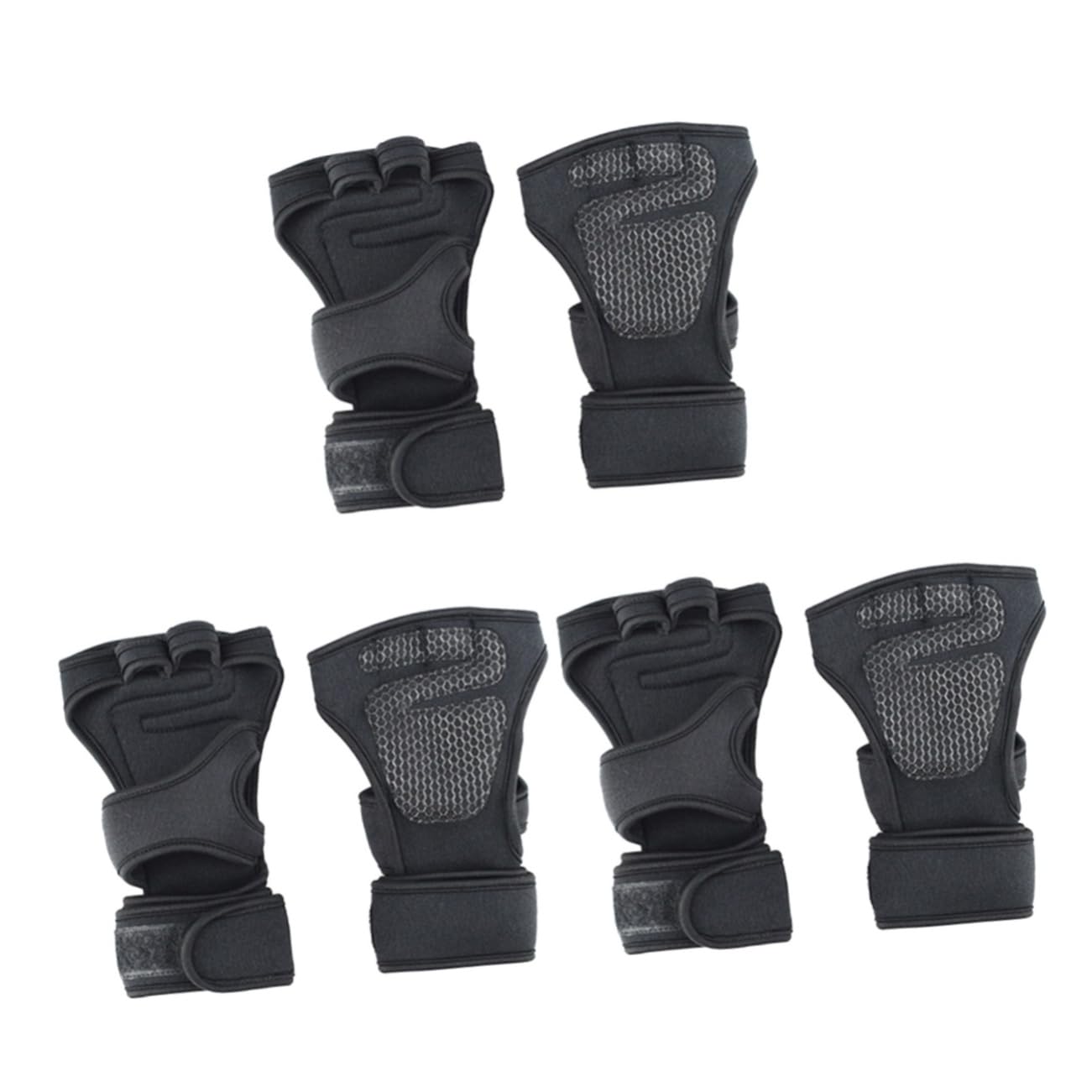 INOOMP 3paia Guanti Antiscivolo Mezza Dita Per Sollevamento Pesi e Fitness Adatti Per Uomo e Donna Comfort e Resistenza Per Allenamento Palestra Nero Taglia