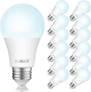 Sigalux A19 LED Light Bulb Energy Star Certified, 75W Equivalent Dimmable LED Bulb, Daylight 5000K 1100LM, E26 Standard Li...