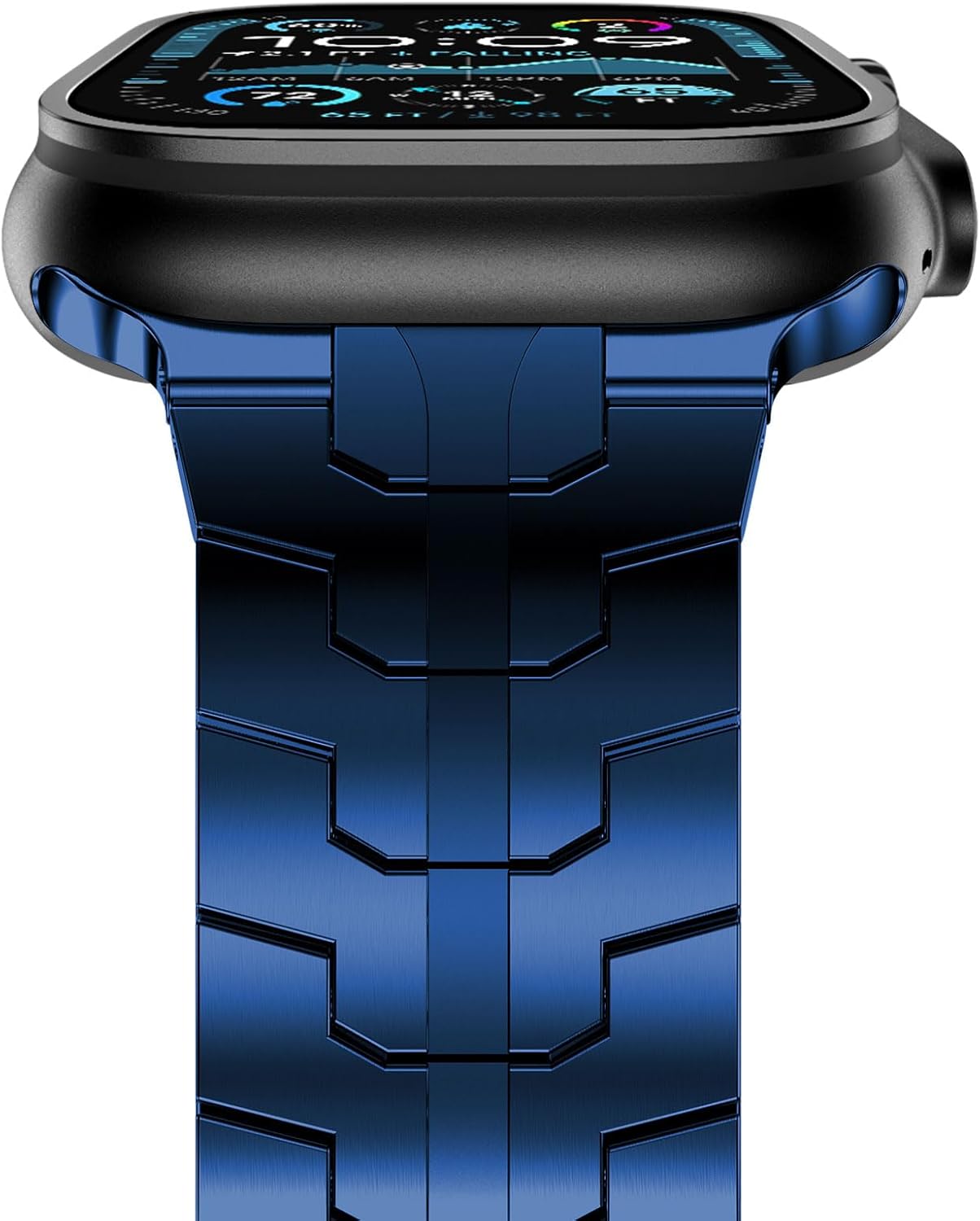 CHANCHY Stainless Steel Band for Apple Watch Band Apple Watch Ultra 3/2/1 Band 49mm, Series 11/10 46mm, 9/8/7 45mm, SE3/SE2/SE 6/5/4 44mm, 3/2/1 42mm, Metal Strap with Folding Clasp for Men, Titanium - Image 2