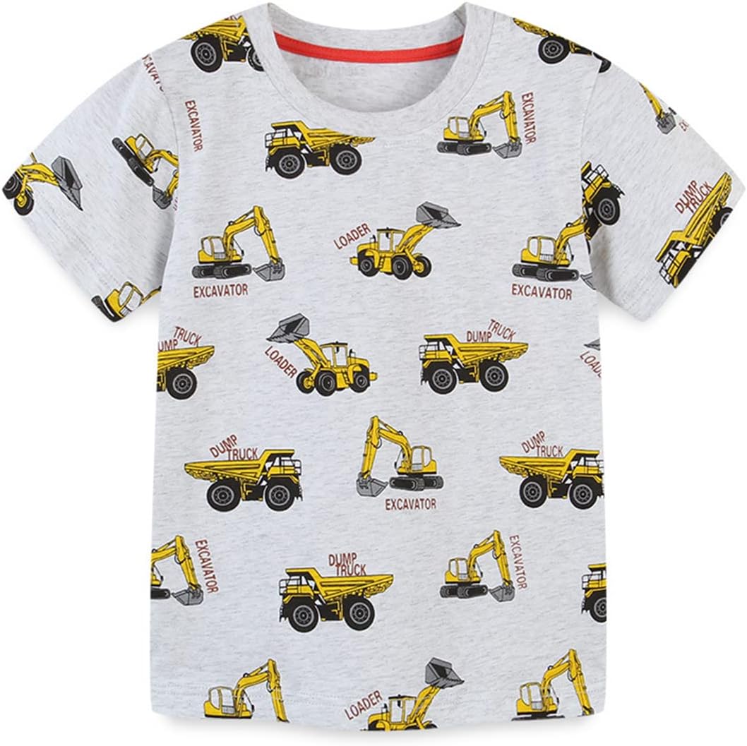 Toddler Boys Shirts Kids Short Sleeve T Shirts Construction Gray