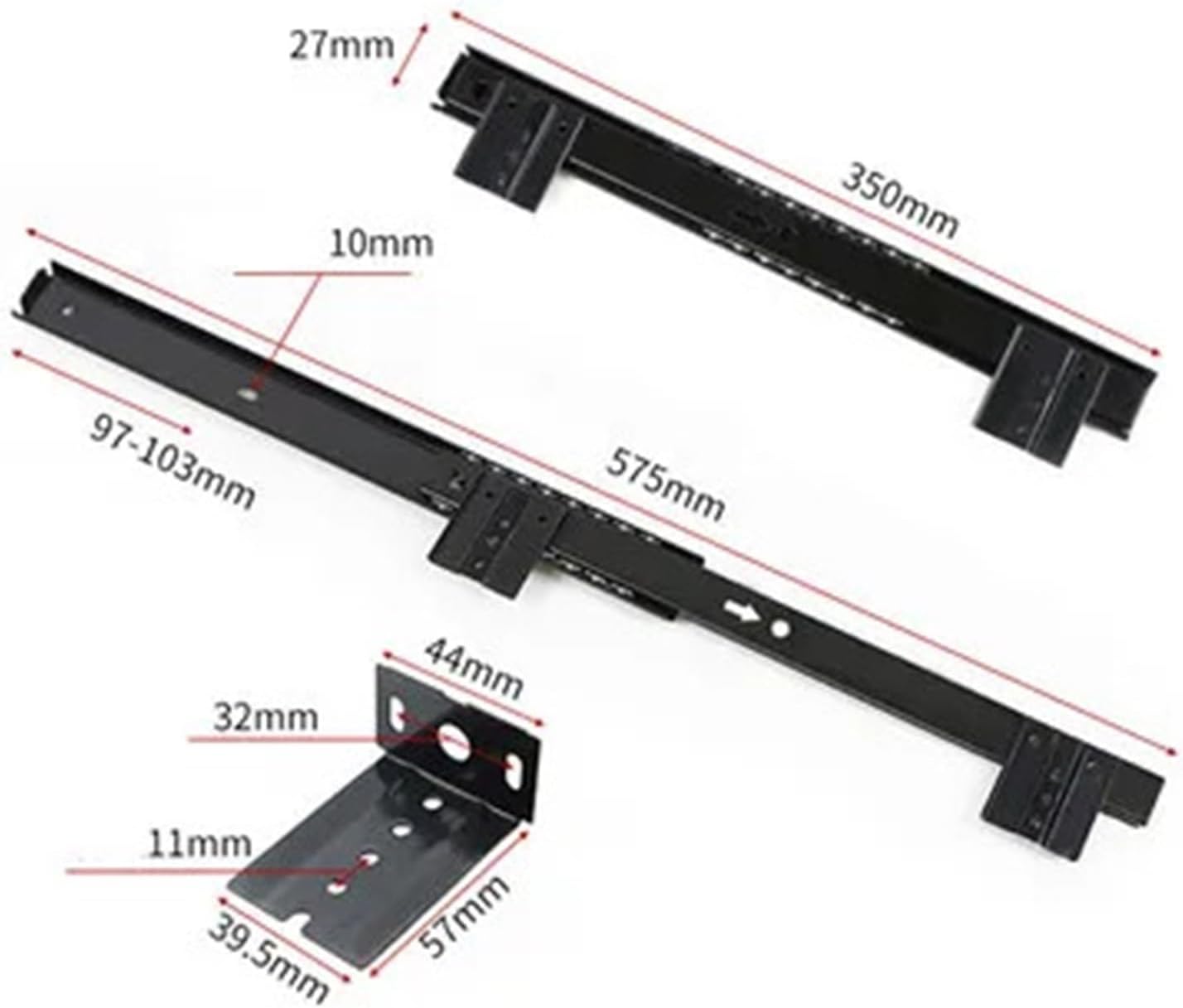 1pair Computer Desk Office Full Extension Hardware Home Drawer Slide Rail Long Ball Bearing(27mm-01)