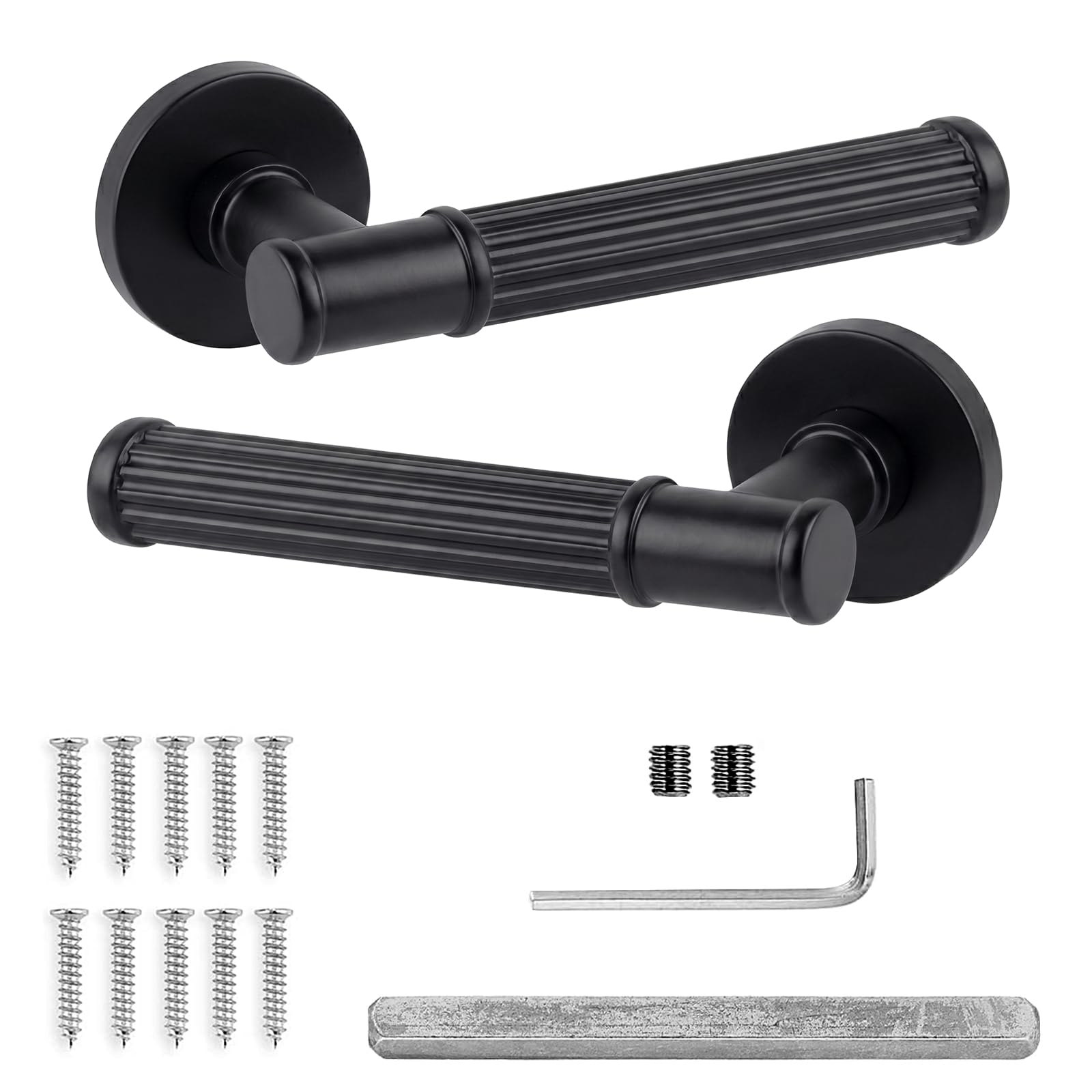 Decoranddecor Matt Black Leto Internal Door Handles, 1 Pair
