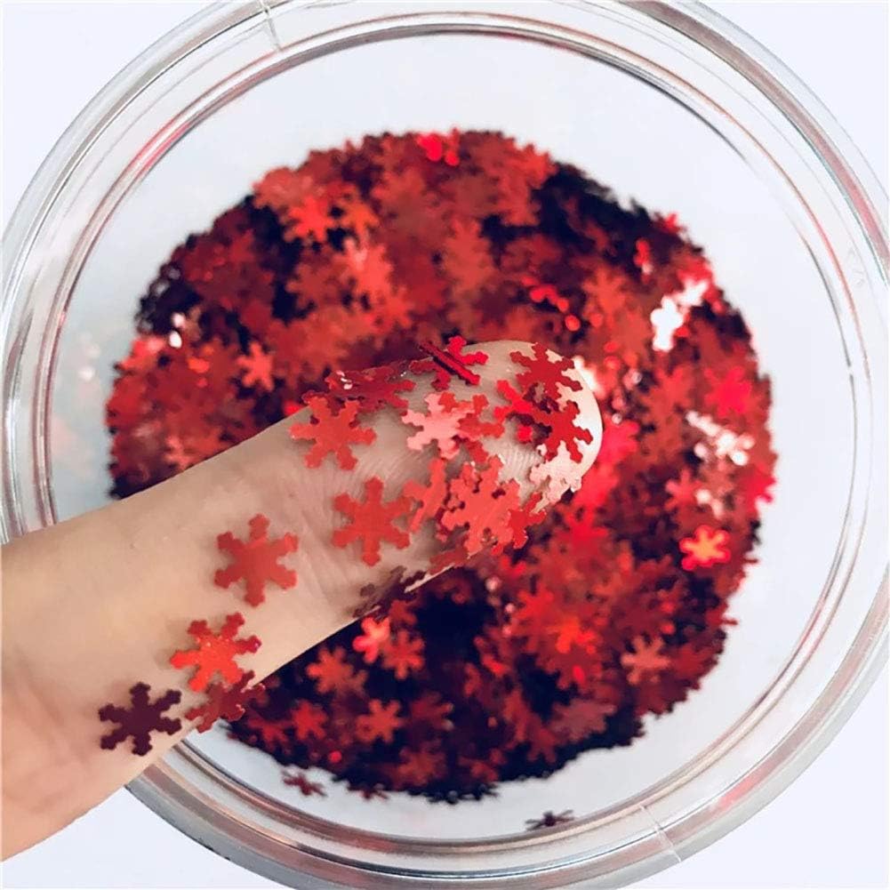 Snowflake Confetti Glitter Laser Sequins for DIY Crafts, Nail Art Decoration, Party Decoration - 6mm, 10g, Holographic Red