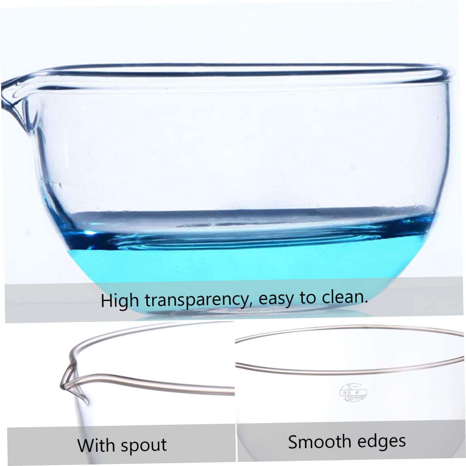 Bassin D'évaporation en Verre avec Fond Plat et Bec Verseur, Outil de Laboratoire pour École et Laboratoire avec Grosse Surface