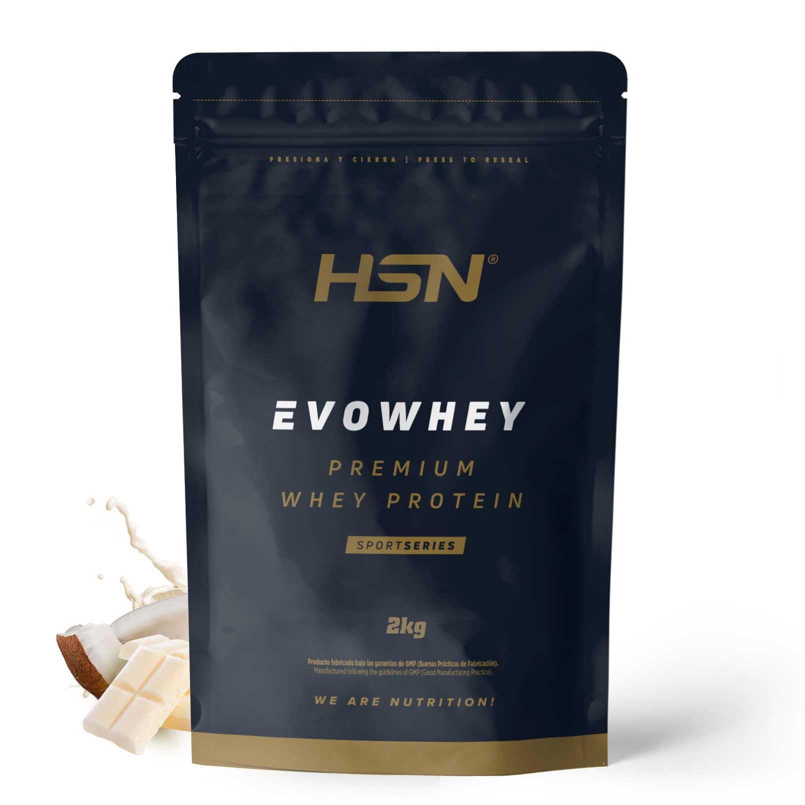 HSN Sports Evowhey - Konzentriertes Molkenprotein Schokolade weiß Kokos 2000 gr Schwarz