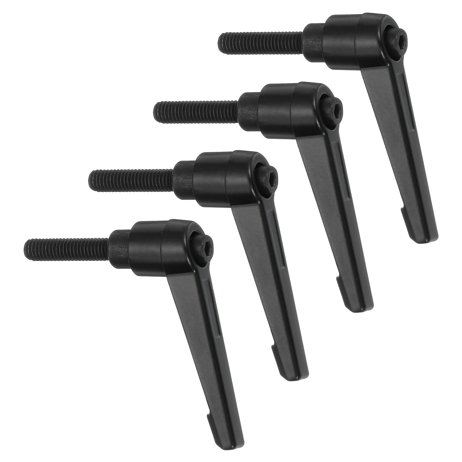 uxcell 4Pcs M6 x 25mm Adjustable Knobs Handle Male Thread Push Button Ratchet Quick Release Locking Rotating Bolt for Lathe Machinery, Black