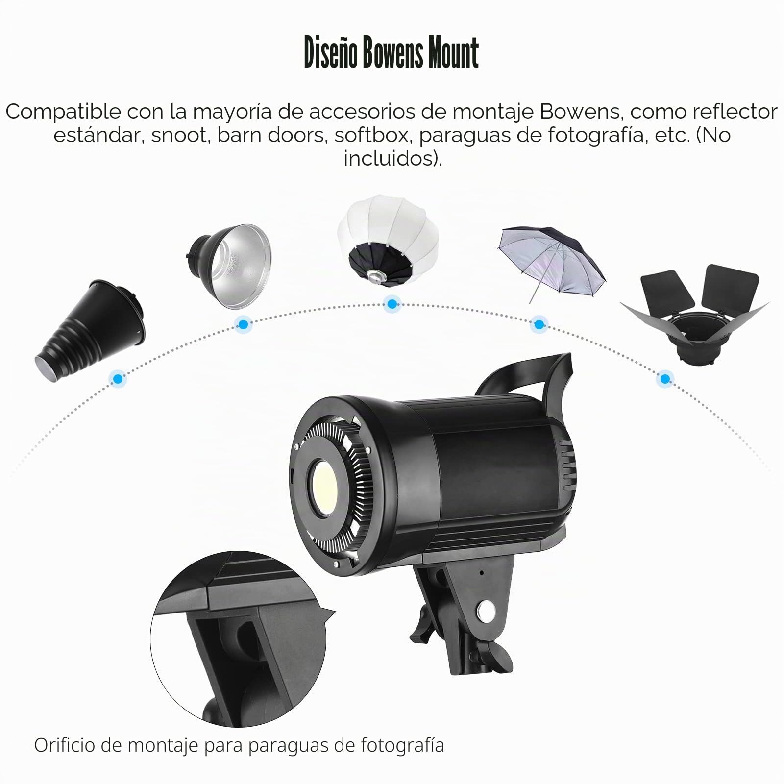 Andoer LM60W LED Videolicht, 60W 5600K dimmable Estudio Luz continua con soporte Bowens y mando a distancia para retratos de productos, fotografía de boda, grabación de vídeo en directo