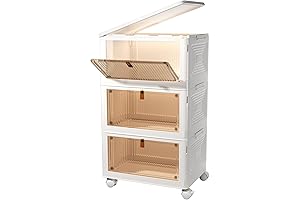 CTSNSLH Foldable Stackable Storage Bins Organizer with Lids