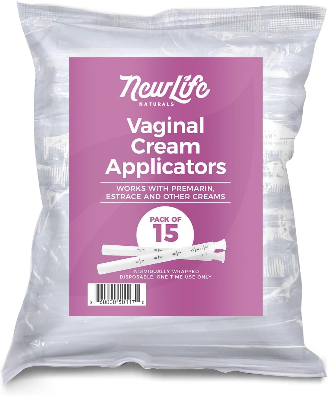 NewLife Naturals Disposable Vaginal Applicators 15 Pack – Threaded Vaginal Cream Applicators with Dosage Markings – Individually Wrapped Clean Single Use for Gels, Lubricants, & Creams – Made in USA