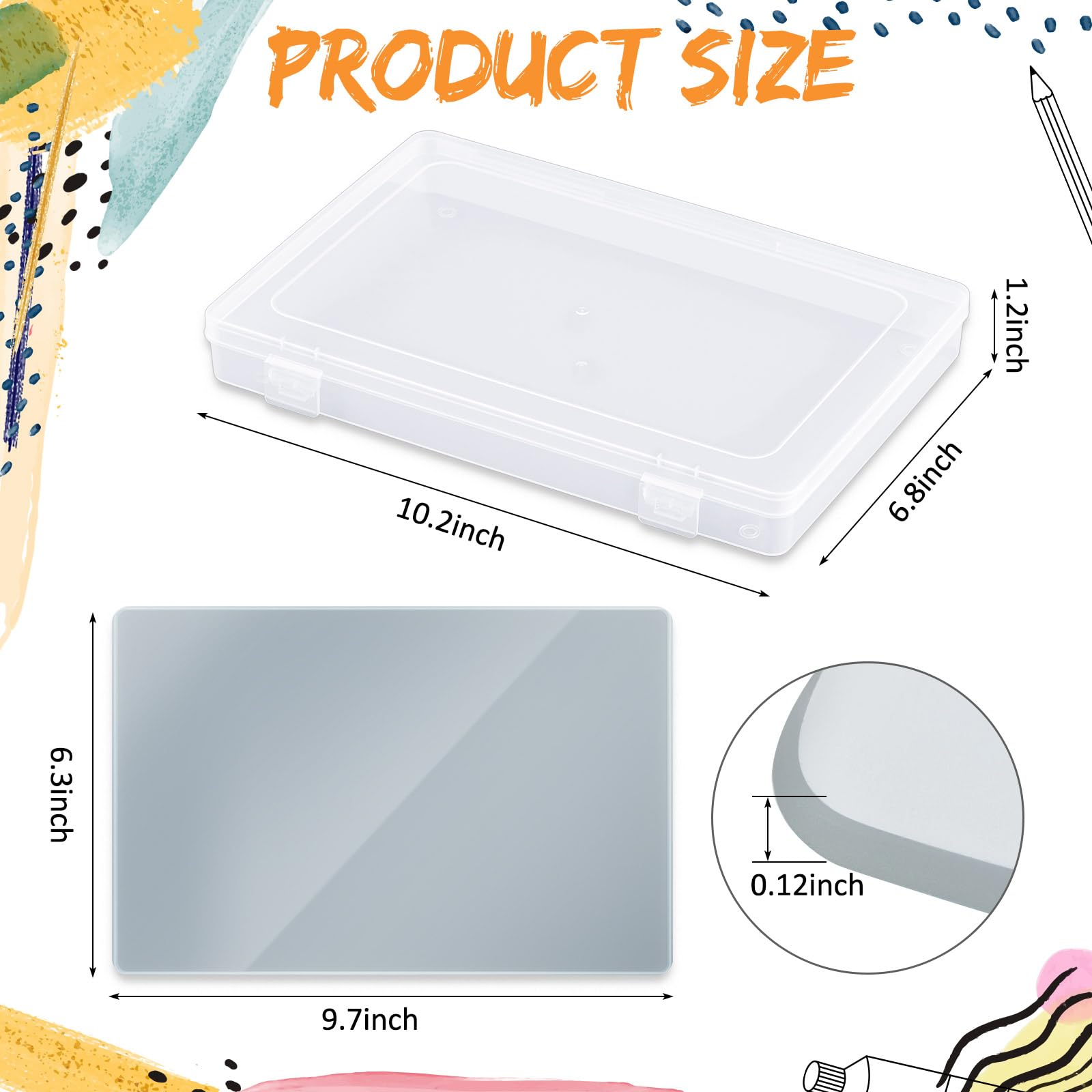 Nuanchu Lot de 2 palettes de peinture sur verre hermétiques - En verre trempé - Joint acrylique - Facile à nettoyer pour artiste - Peinture miniature - Garde la peinture fraîche - Résistante aux