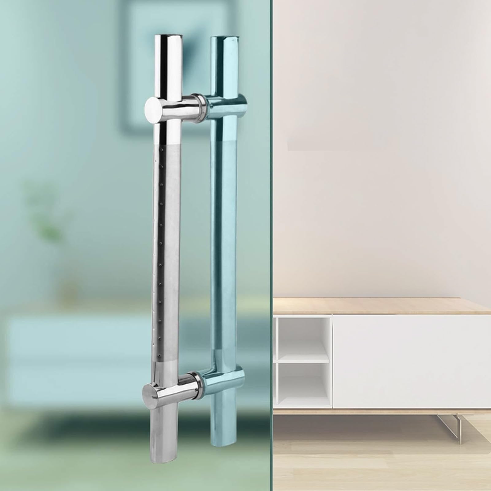 MXXQRHF Adjustable Double-Sided Glass Door Handle, 60cm (23 5/8") - Ideal for Home Barn Doors, Commercial Offices, Hotels, and Bathrooms - Durable & Stylish Design
