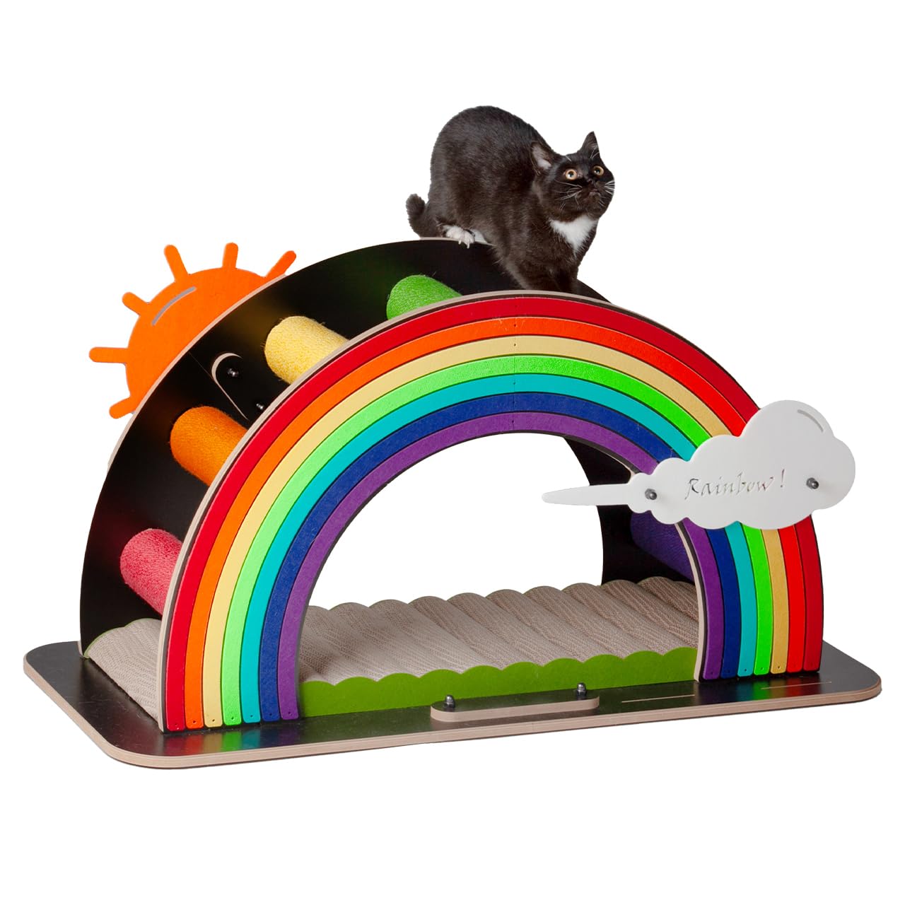 CanadianCat Company | Design-Kratzmöbel Rainbow - bunt | Kletter-Bogen mit Kratzbrett | 105 x 45 x 55 cm
