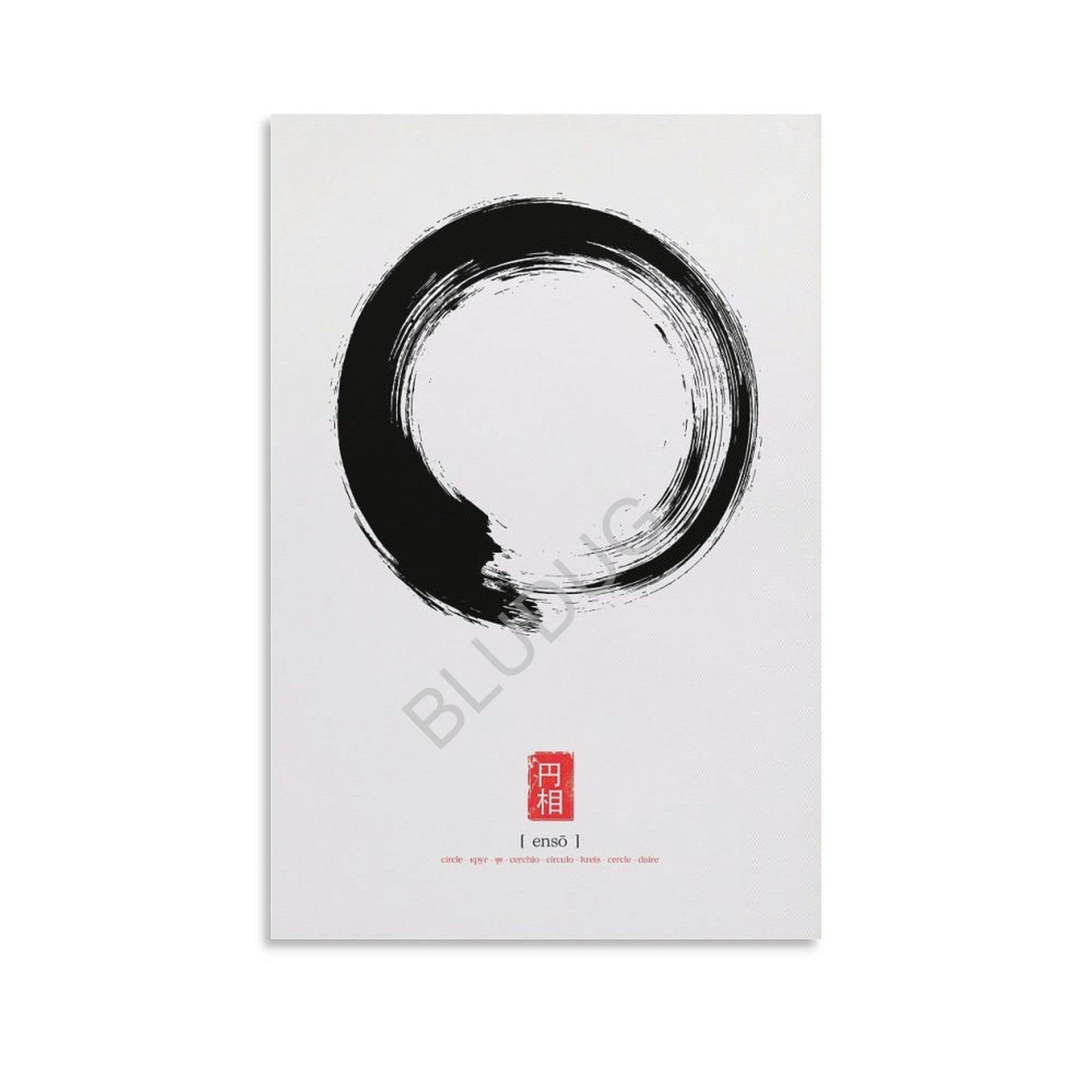 BLUDUG Enso Zen Wall Art Enso Circle Poster Zen Home Decor Canvas Painting Wall Art Poster for Bedroom Living Room Decor12x18inch(30x45cm)