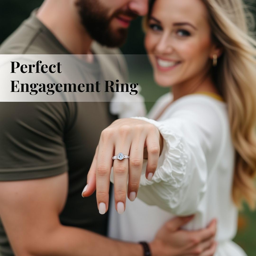 Shop LC Blue Topaz Ring for Women in 925 Sterling Silver Birthstone Rings for Women - Promise Wedding Engagement Jewelry Gifts