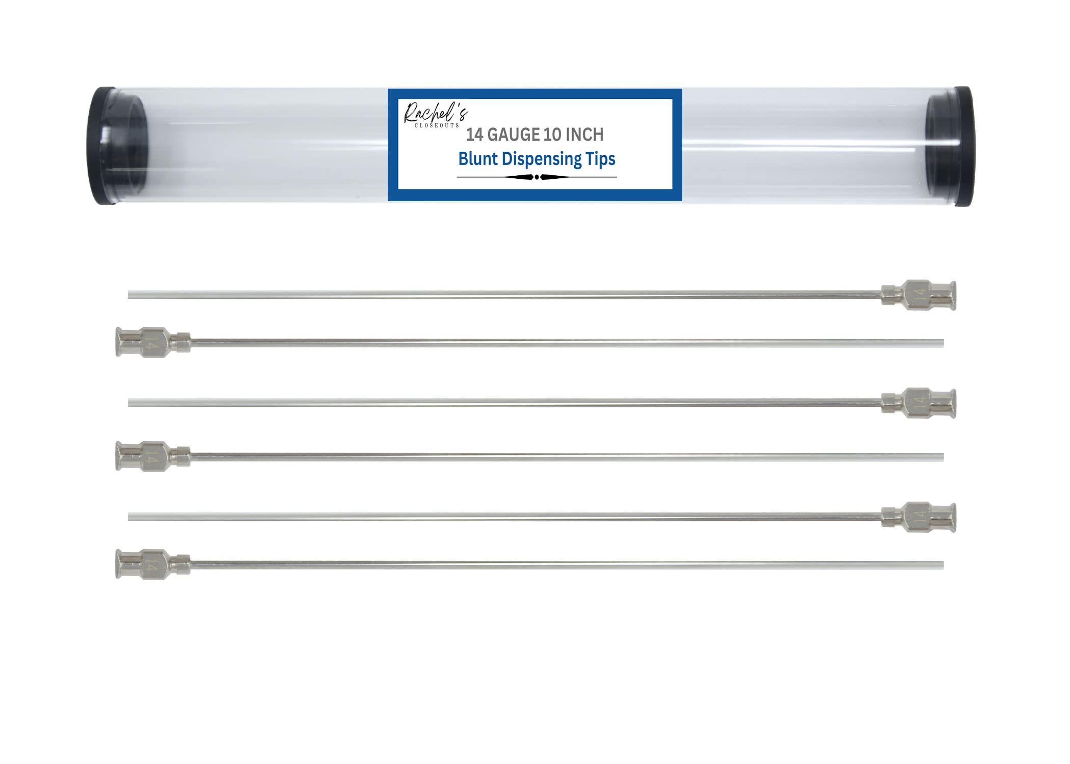Rachel's Closeouts 6 Packs of 14 Gauge Needle 10-inch Stainless Steel Blunt Tip Needle Industrial Dispensing Needle | Luer Lock Needle | Syringe Needles |