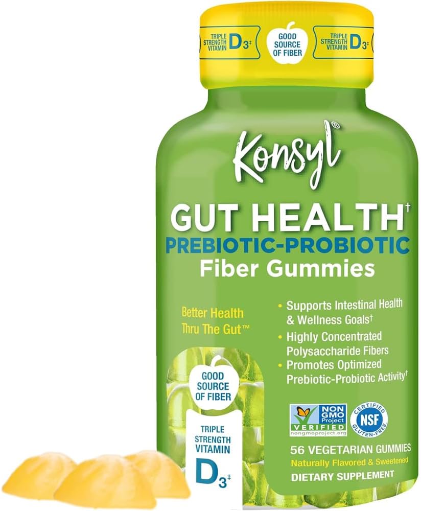 Konsyl Gut Health Prebiotic – Probiotic Fiber Gummies – Helps Support Digestive Health+ – Vegetarian Fiber Supplement Gummies for Adults- 56 Count Konsyl Gut Health Prebiotic – Probiotic Fiber Gummies – Helps Support Digestive Health+ – Vegetarian Fiber Supplement Gummies for Adults- 56 Count