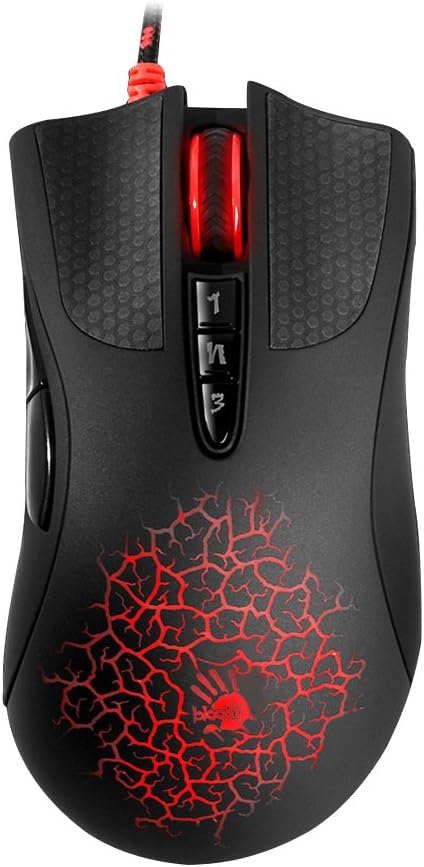 Bloody A90 Optical Gaming Mouse with Light Strike (LK) Optical Switch & Scroll with 8 Programmable Buttons and 8 Advanced Macros, Ergonomic Right Hand Grip, Button Grip, Color Profile Selection, AL90