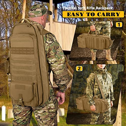 Goburos Tactical Rifle Bag Backpack Fits 28” Rifles, Soft Rifle Case With 3 Magazine Holders, Padded Shoulder Straps, Lockable Zipper And Molle System For Hunting And Shooting #TOP4