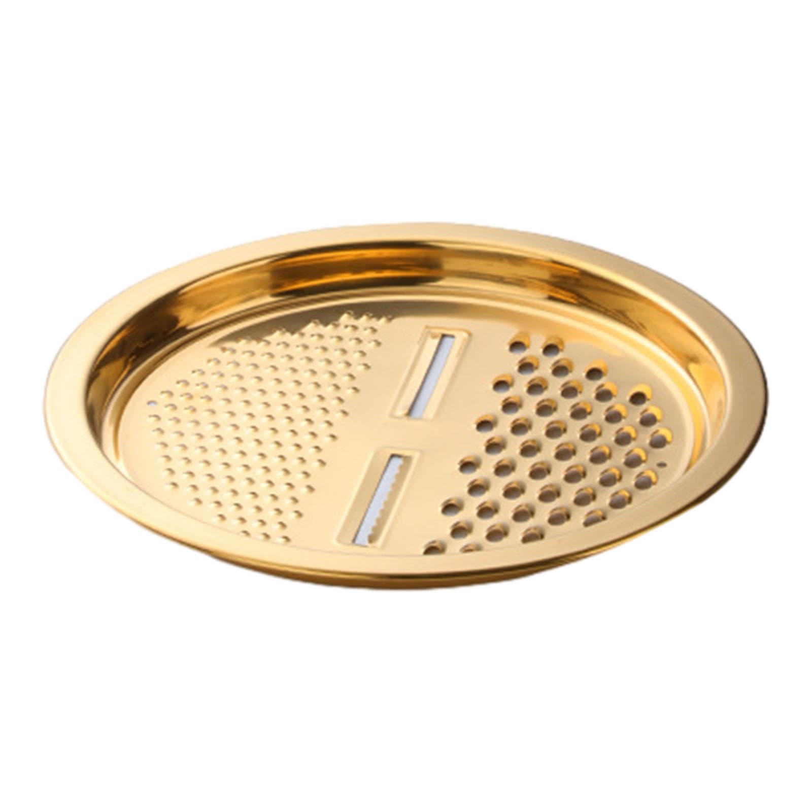Cesta Escurridor Rallador Vegetal Acero Inoxidable Multifunción para Preparar Ensaladas Lavar Alimentos Apto Cocina Familiar Uso Diario, Oro, Individual