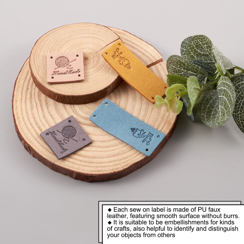 Cheriswelry Lot De 40 étiquettes Carrées En Cuir Gaufré En Microfibre Pour Tricot, Vêtements, Vêtements, Accessoires De Couture, Pour Loisirs Créatifs, Tricot, Sacs à Main, Vêtements - 5 Couleurs - 25