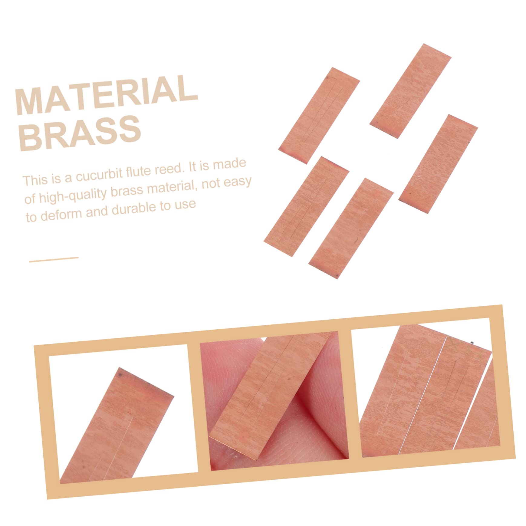 Totority Ergonomic Cucurbit Flute Reeds 5pcs Brass Reed for Musical Gourd Flute