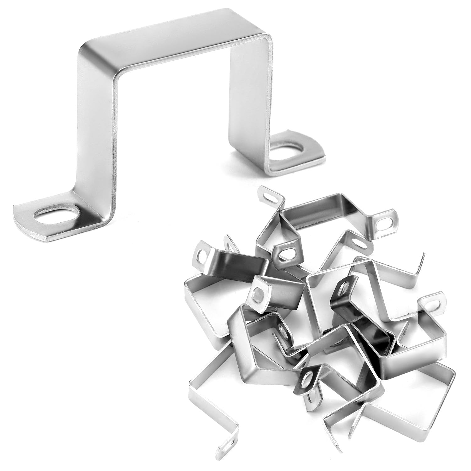 QWORK® 12 Stück U Förmige Verbinder Halterung 43x46 mm - Quadratrohrschelle aus 304 Edelstahl für Strebenkanal, U Profil, Vierkantrohre