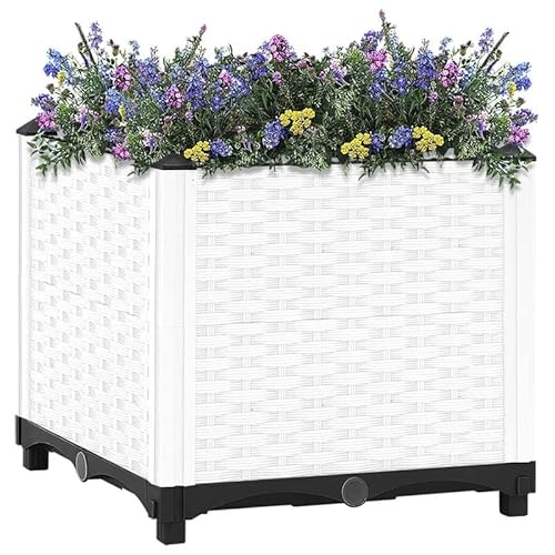 Bancal alto de 40 x 40 x 38 cm de polipropileno duradero (PP) – Jardinera para el cuidado del jardín para hierbas, verduras y flores – resistente a la intemperie y fácil de limpiar