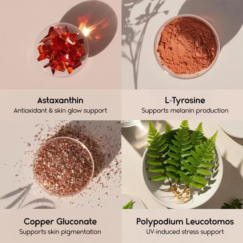 Abbronzatura - Supporta la naturale luminosità dorata, l'elasticità della pelle e le proprietà anti-età, combattendo lo stress ossidativo indotto dal sole - Non OGM - Vegano