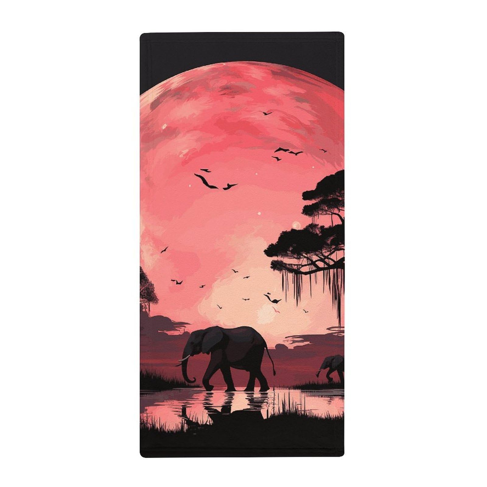 JTREHY Pink Moon Elephant Towel Soft Lightweight Microfiber Towel Highly Absorbent Quick Drying Towels Male and Female Premium Quality Perfect for Daily Use