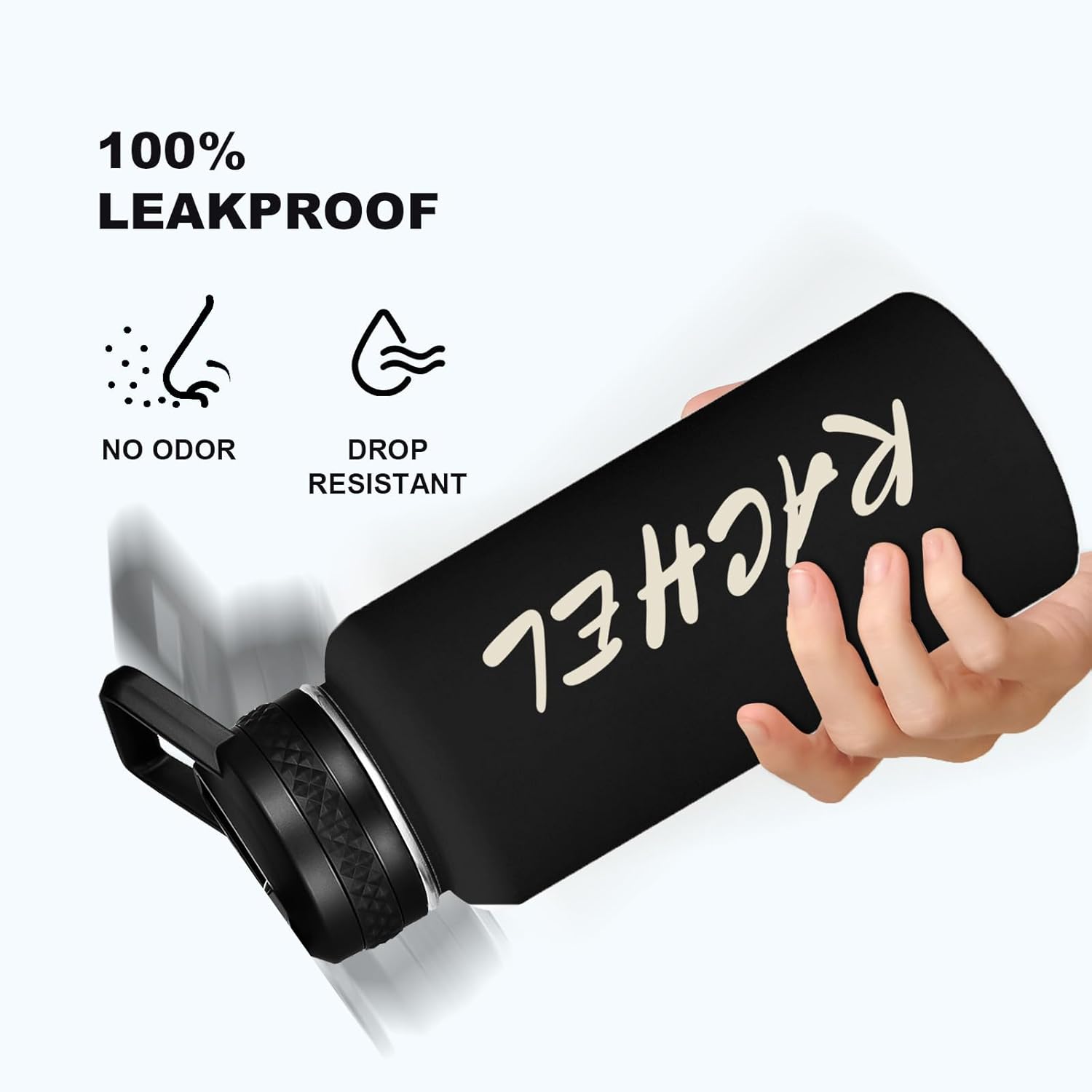 Personalized Custom Water Bottle with Text Photo Print in USA 32oz Double Wall Stainless Steel Leakproof Wide Mouth Cup with Flip Straw - Image 3