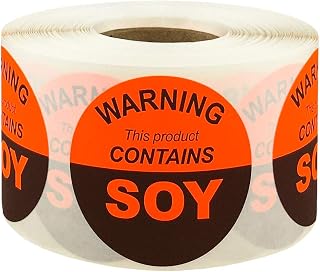 Warning This Product Contains Soy Labels 1.5 Inch 500 Total Stickers