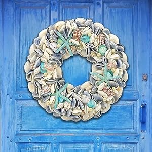 Galtinternational18nauticalseashellwreathbluecoastalbeachfloralhomedecorindooroutdoorrealstarfishpearlseashells Urban Country Home Decor Galt international 18 nautical seashell wreath blue coastal beach floral home decor indoor outdoor real starfish pearl seashells urban country home decor
