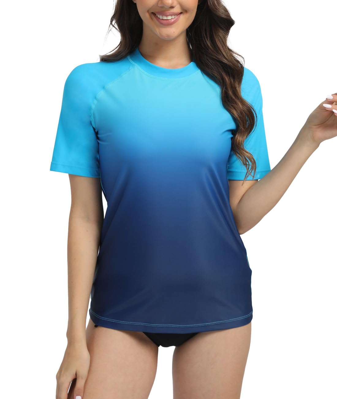 SURFEASY Women's UPF 50+ Swim Shirt Short Sleeve Rash Guard UV Sun Protection Quick Dry Swimwear SPF Shirts