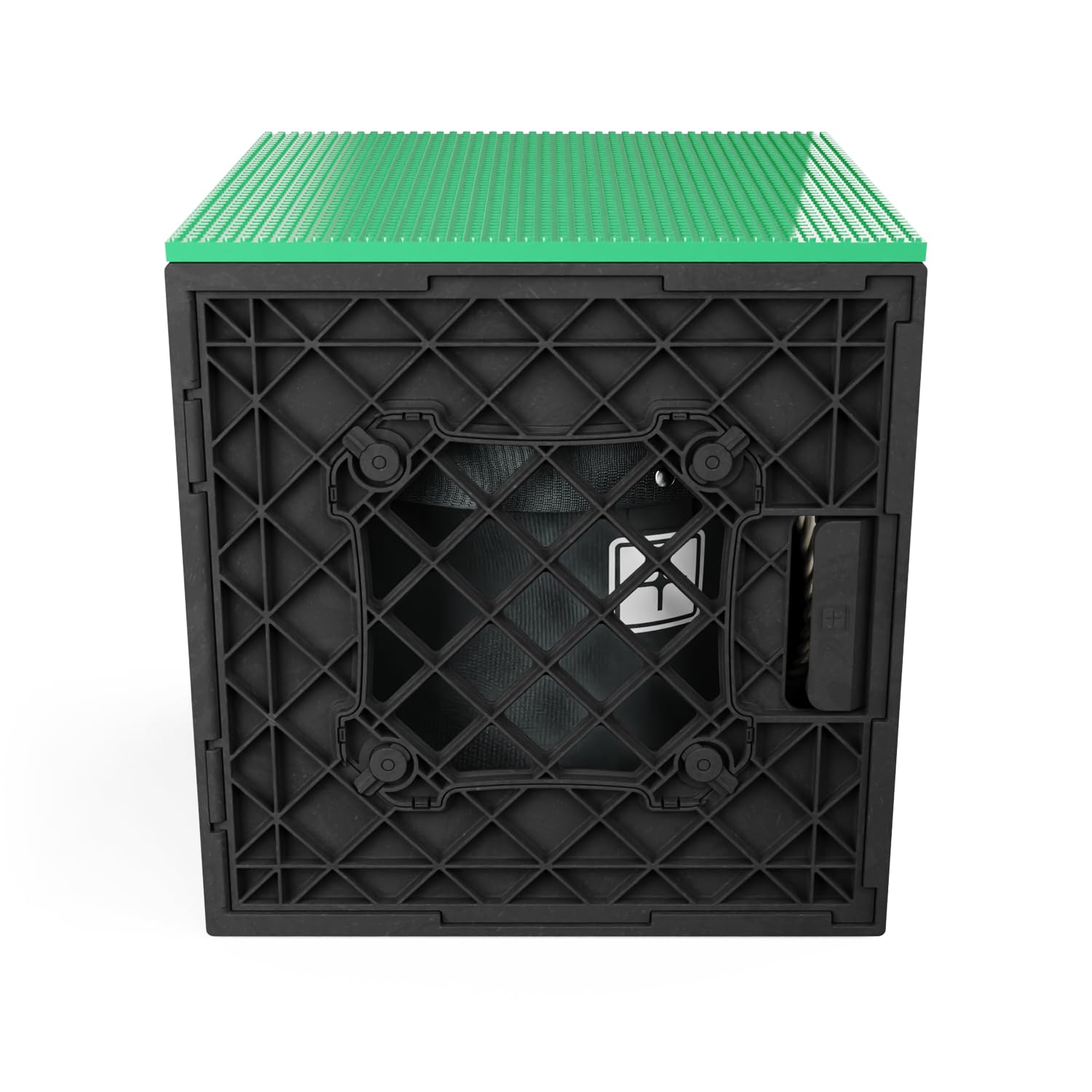 UbeCube CratePlay Storage Kit for Building Blocks, Includes Crate, Topper and Bag, Black Crate, Gray Topper (Black Crate - Green Topper)