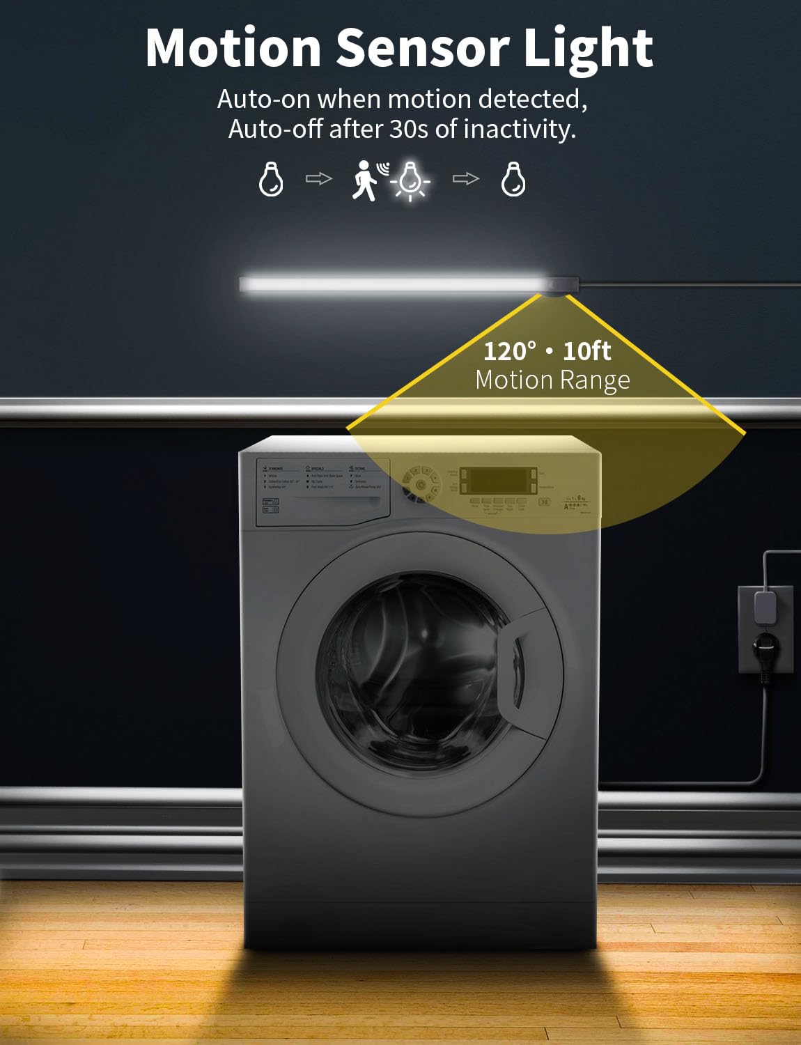 Under Cabinet Lighting LED Motion Sensor Lights Plug in Indoor, 16 inch 500LM 12V Under Counter Super Bright Ultra Thin Magnetic for Kitchen/Closet/Hallway/Toilet/Garage(Cool White/6000K)